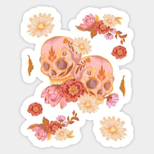 Mexican Skulls and Flowers Sticker